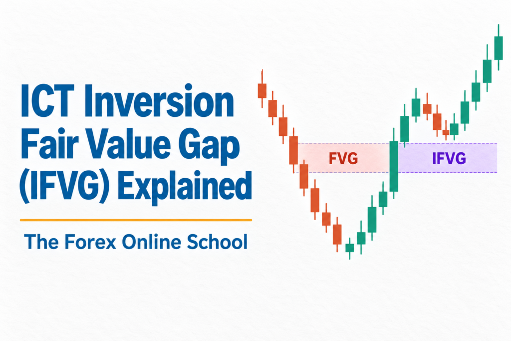 ICT Inversion Fair Value Gap cover showing a bearish gap changing into a bullish IFVG after a reclaim.